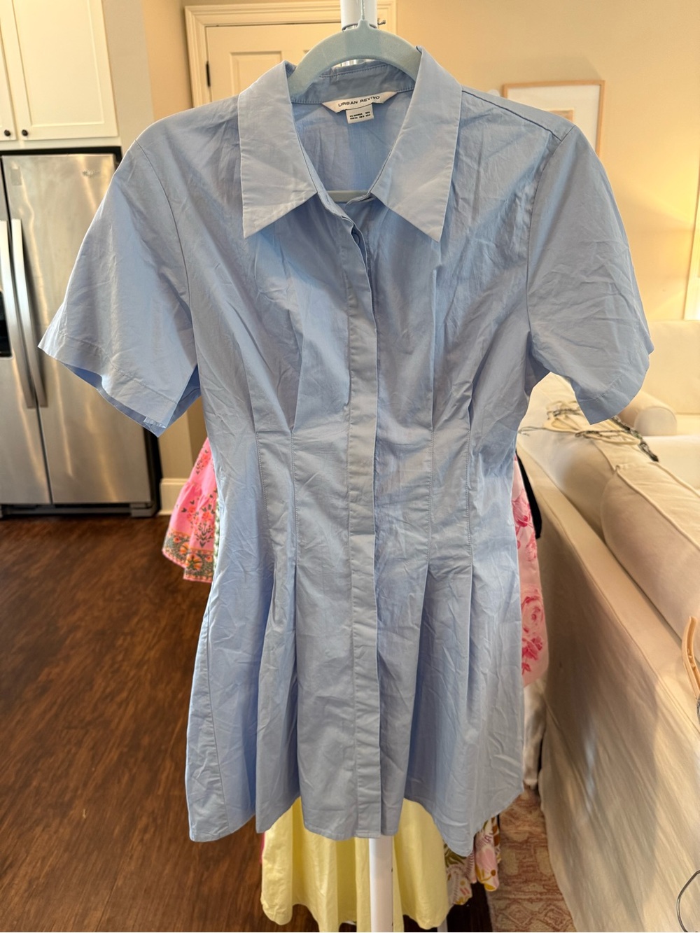 Light Blue Short Sleeve Shirt Dress